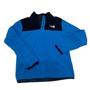 The North Face TKA Glacier snap neck pullover fleece in blue Youth M 10-12